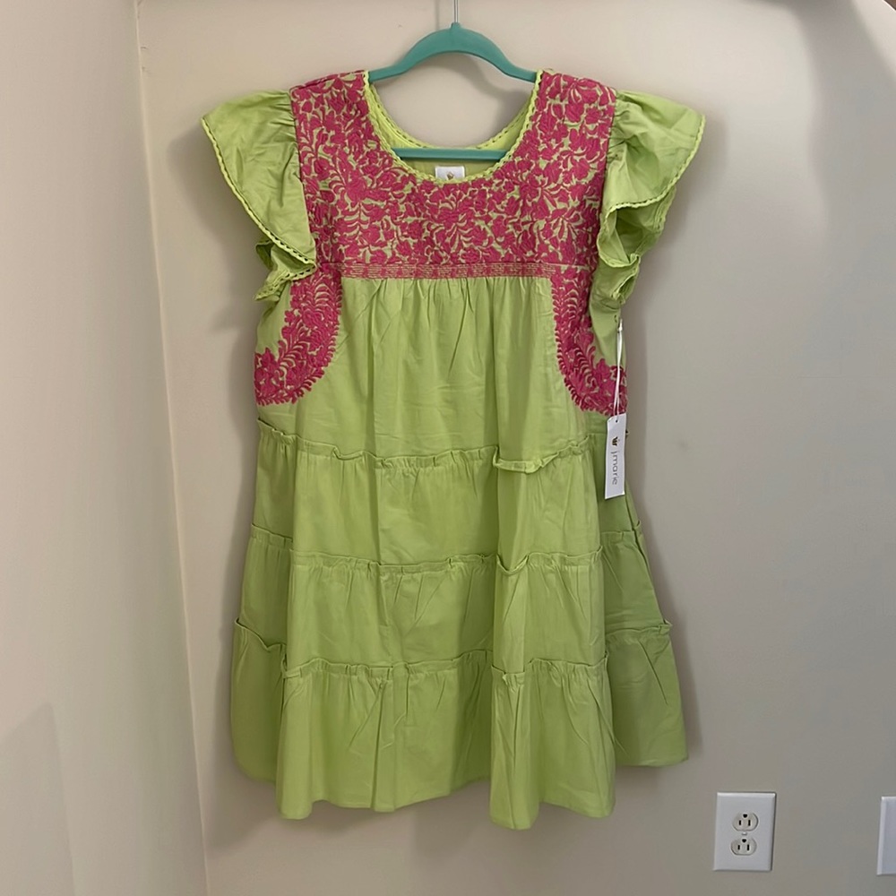 J Marie pink and green embroidered dress